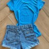 fernandaramoskids com br Blusa Infantil Feminina Manga Curta Malha Capy ccino Azul2