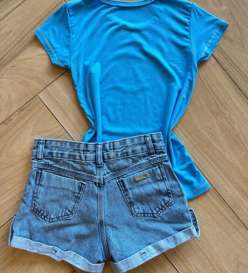 fernandaramoskids com br Blusa Infantil Feminina Manga Curta Malha Capy ccino Azul2