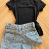 fernandaramoskids com br Blusa Infantil Feminina Manga Curta Malha Preta Estampada2