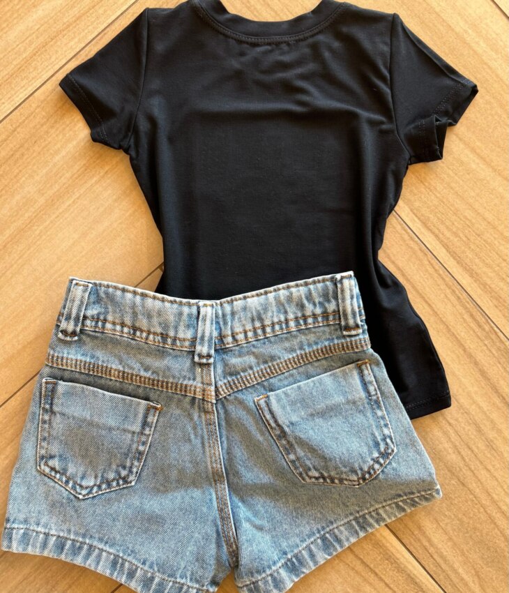 fernandaramoskids com br Blusa Infantil Feminina Manga Curta Malha Preta Estampada2