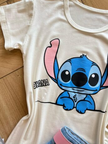 fernandaramoskids com br Blusa Infantil Feminina Manga Curta Malha Stich Ohana1