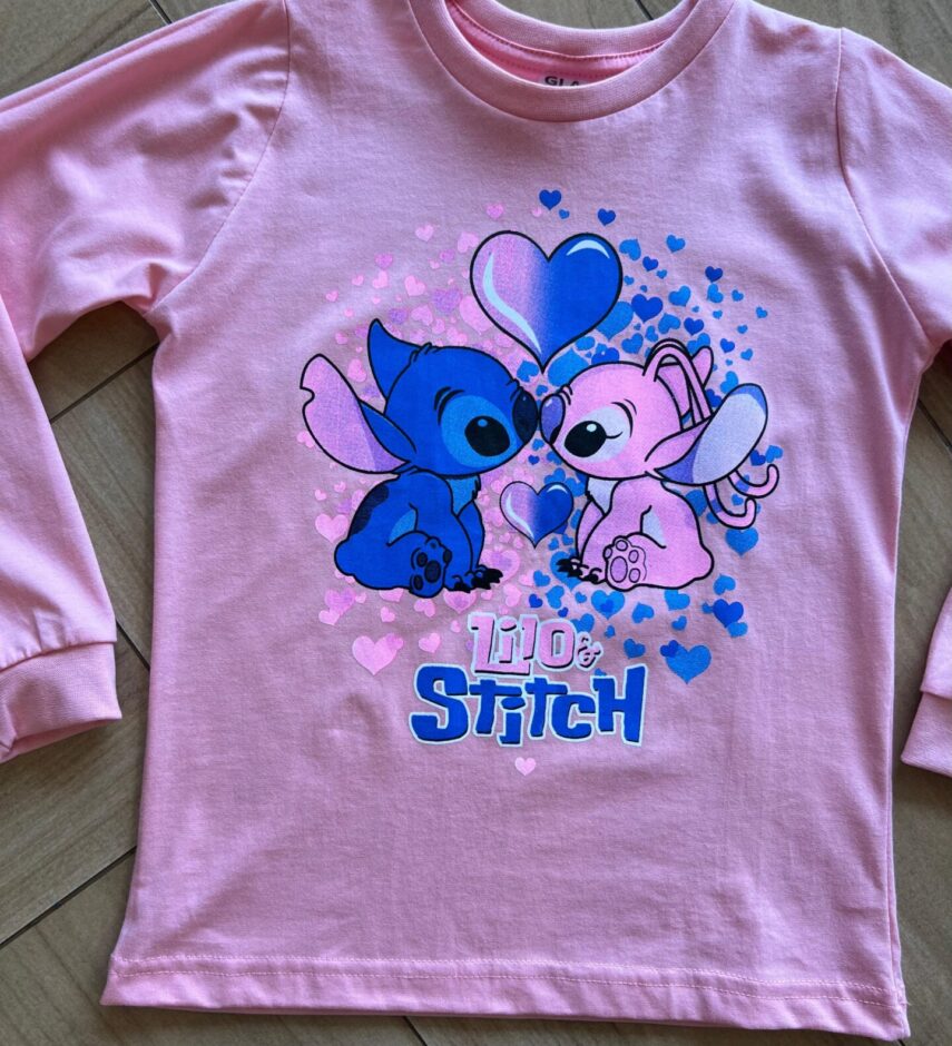 fernandaramoskids com br Blusa Manga Longa Infantil Feminina Lilo&Stitch Rosa1