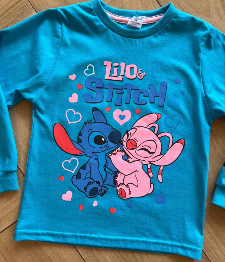 fernandaramoskids com br Blusa Manga Longa Infantil Feminina Lilo&Stitch Azul1