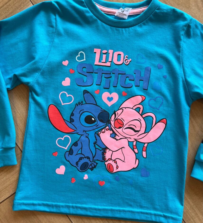 fernandaramoskids com br Blusa Manga Longa Infantil Feminina Lilo&Stitch Azul1