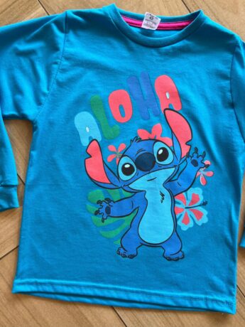 fernandaramoskids com br Blusa Manga Longa Infantil Feminina Stitch Ahola Azul1