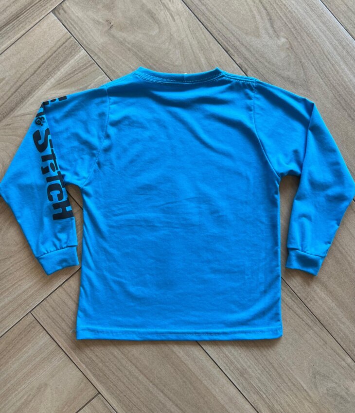fernandaramoskids com br Blusa Manga Longa Infantil Feminina Stitch Ahola Azul2