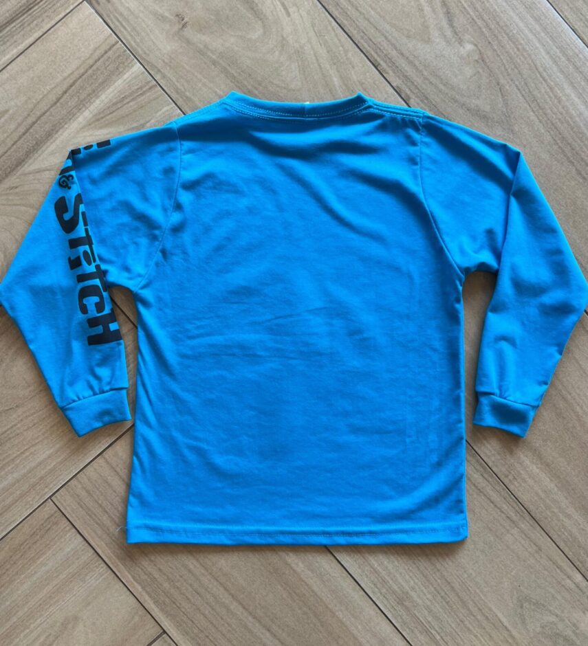 fernandaramoskids com br Blusa Manga Longa Infantil Feminina Stitch Ahola Azul2