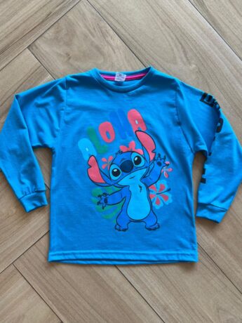 Blusa Manga Longa Infantil Feminina Stitch Ahola Azul Fernanda Ramos Kids
