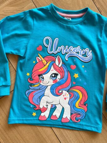 fernandaramoskids com br Blusa Manga Longa Infantil Feminina Unicorn Azul1