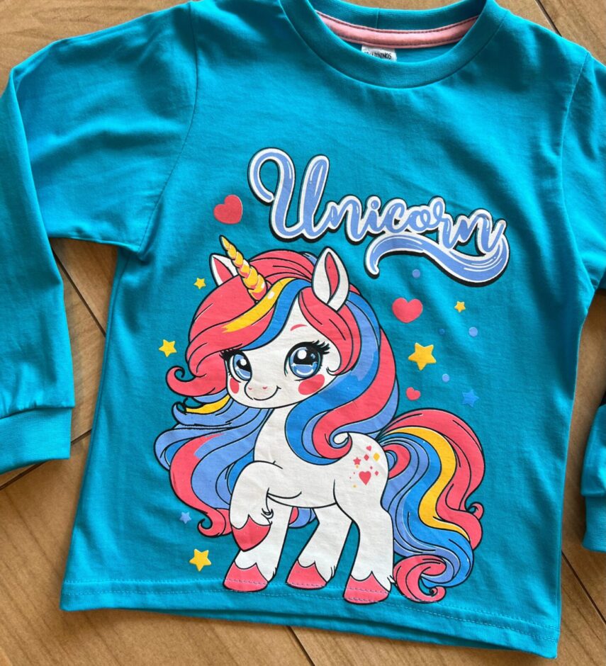 fernandaramoskids com br Blusa Manga Longa Infantil Feminina Unicorn Azul1