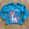 Blusa Manga Longa Infantil Feminina Unicorn Azul Fernanda Ramos Kids