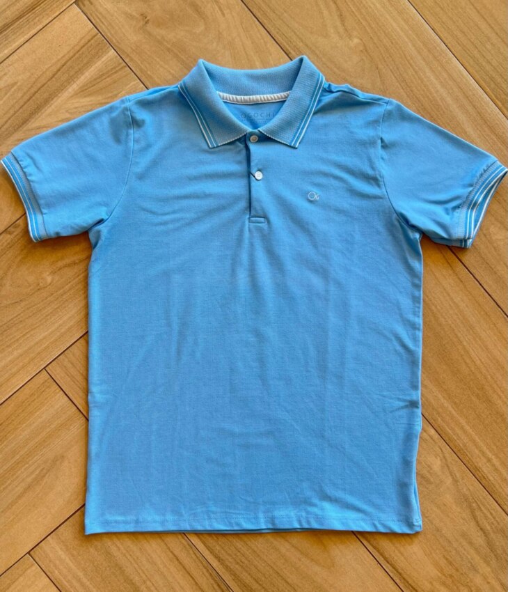 Camisa Polo Infantil Masculina Casual Slim Azul 0089 Fernanda Ramos Kids
