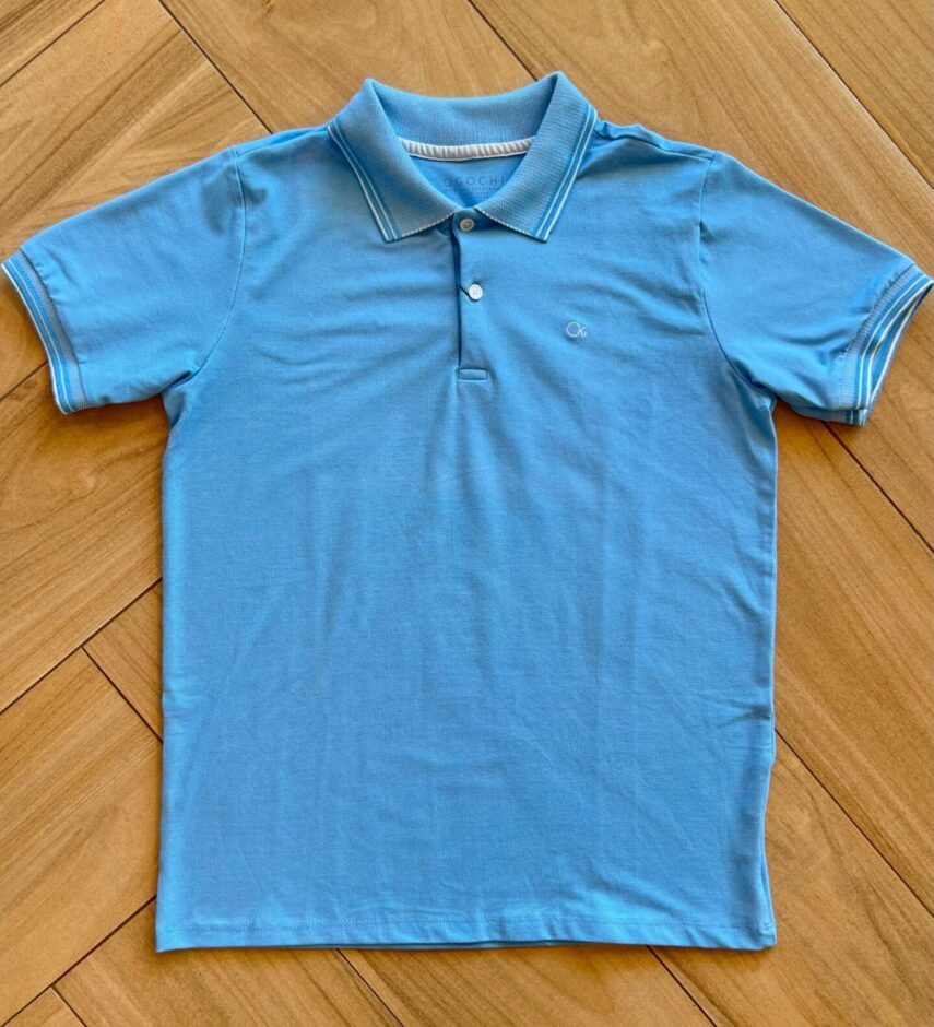 Camisa Polo Infantil Masculina Casual Slim Azul 0089 Fernanda Ramos Kids