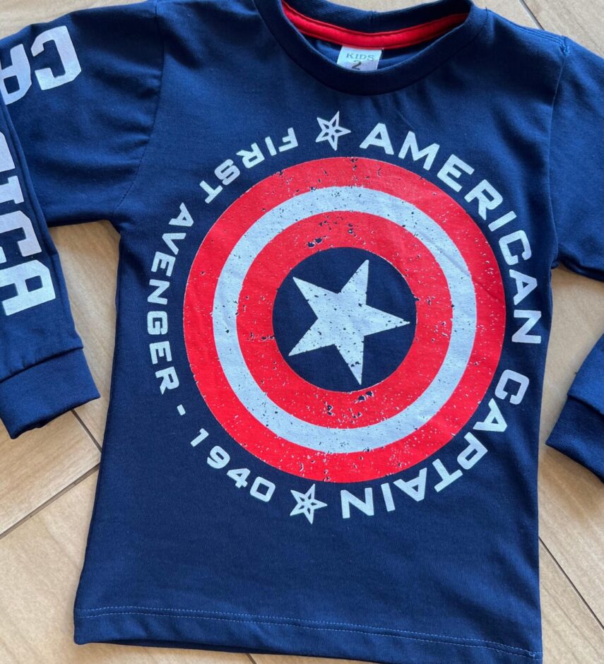 fernandaramoskids com br Camiseta Infantil Masculina Manga Longa Capitão América Azul1