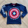 Camiseta Infantil Masculina Manga Longa Capitão América Azul Fernanda Ramos Kids