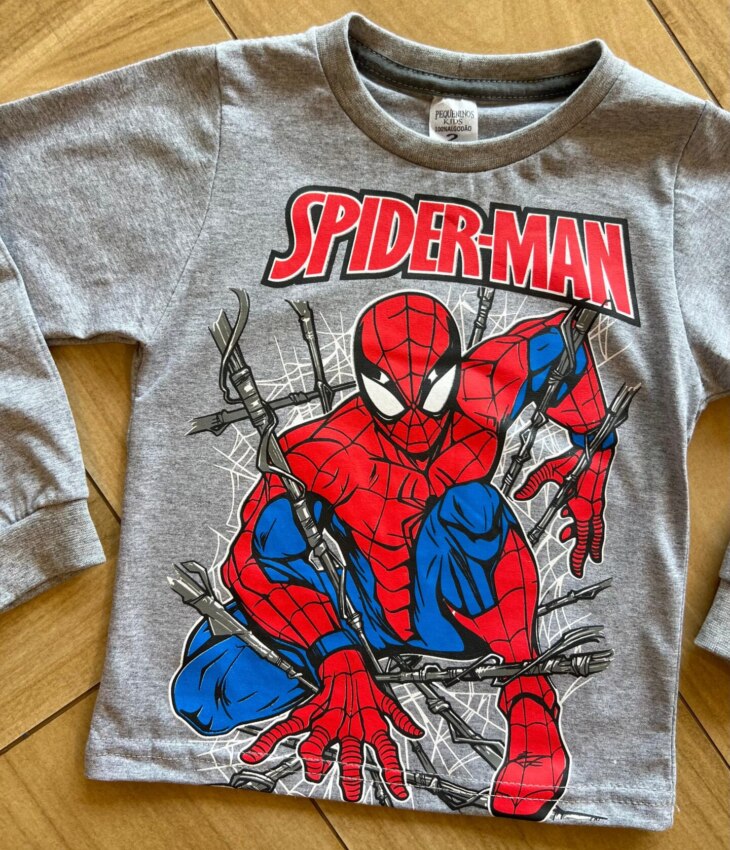 fernandaramoskids com br Camiseta Infantil Masculina Manga Longa Homem Aranha Cinza1