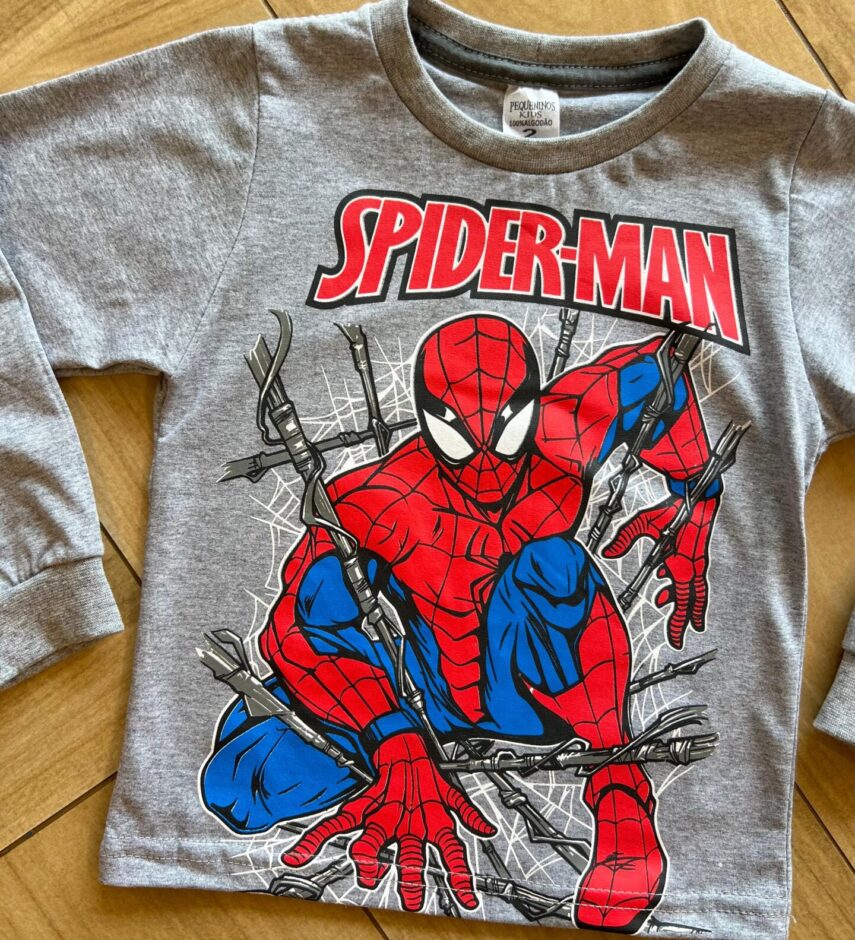 fernandaramoskids com br Camiseta Infantil Masculina Manga Longa Homem Aranha Cinza1