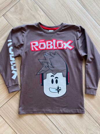 Camiseta Infantil Masculina Manga Longa Roblox Marrom Fernanda Ramos Kids