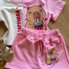 fernandaramoskids com br Conjunto Infantil Blusa Cropped Duas Cores e Short Saia Capivara1