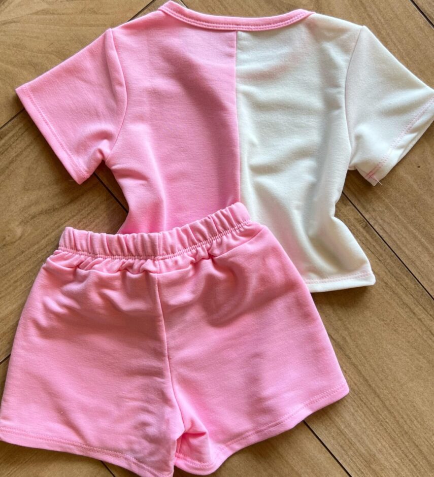 fernandaramoskids com br Conjunto Infantil Blusa Cropped Duas Cores e Short Saia Capivara2