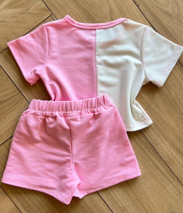 fernandaramoskids com br Conjunto Infantil Blusa Cropped Duas Cores e Short Saia Minnie2