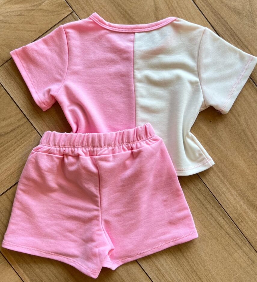 fernandaramoskids com br Conjunto Infantil Blusa Cropped Duas Cores e Short Saia Minnie2