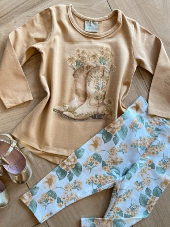 fernandaramoskids com br Conjunto Infantil Feminino Blusa Manga Longa Caqui e Legging1