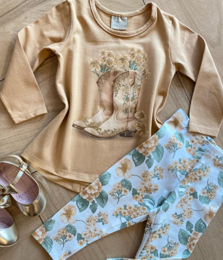 fernandaramoskids com br Conjunto Infantil Feminino Blusa Manga Longa Caqui e Legging1
