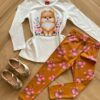 Conjunto Infantil Feminino Blusa Manga Longa e Legging Estampada Fernanda Ramos Kids