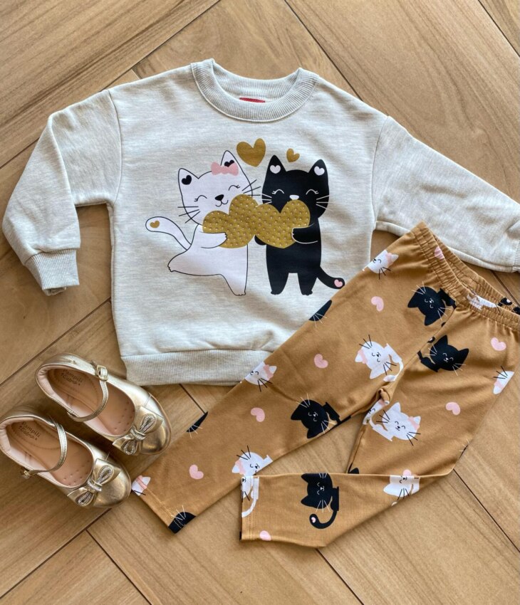 Conjunto Infantil Feminino Blusa Moletom e Legging Estampada Fernanda Ramos kids