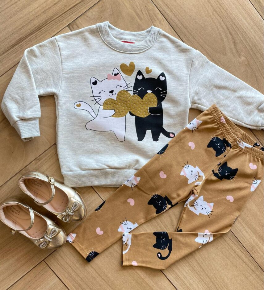 Conjunto Infantil Feminino Blusa Moletom e Legging Estampada Fernanda Ramos kids