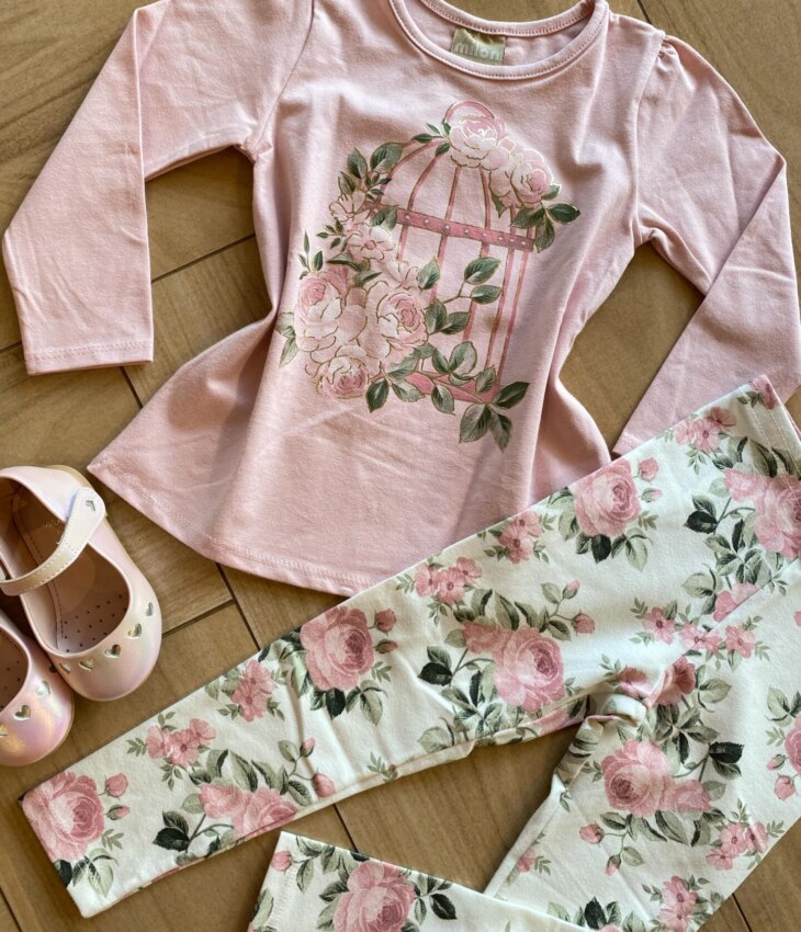 fernandaramoskids com br Conjunto Infantil Feminino Blusa Manga Longa e Legging Florida1
