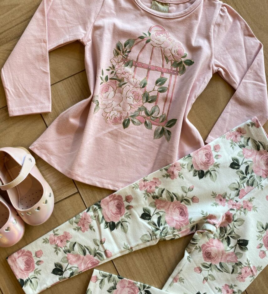 fernandaramoskids com br Conjunto Infantil Feminino Blusa Manga Longa e Legging Florida1