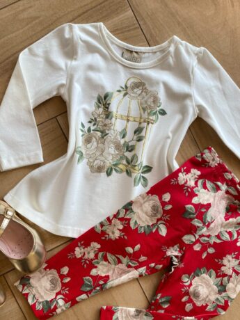 fernandaramoskids com br Conjunto Infantil Feminino Blusa Manga Longa e Legging Vermelha1