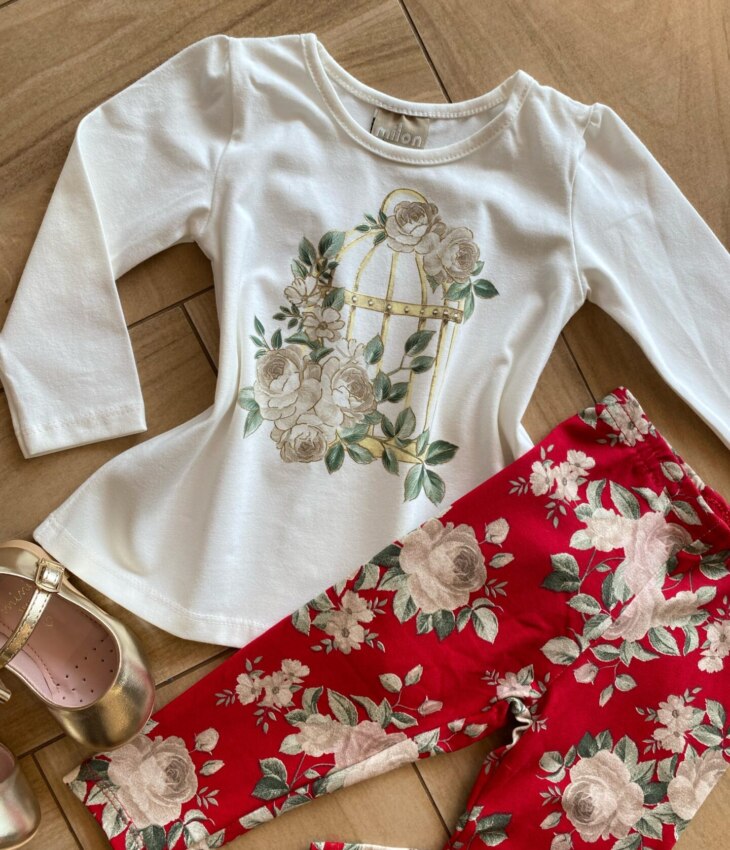 fernandaramoskids com br Conjunto Infantil Feminino Blusa Manga Longa e Legging Vermelha1