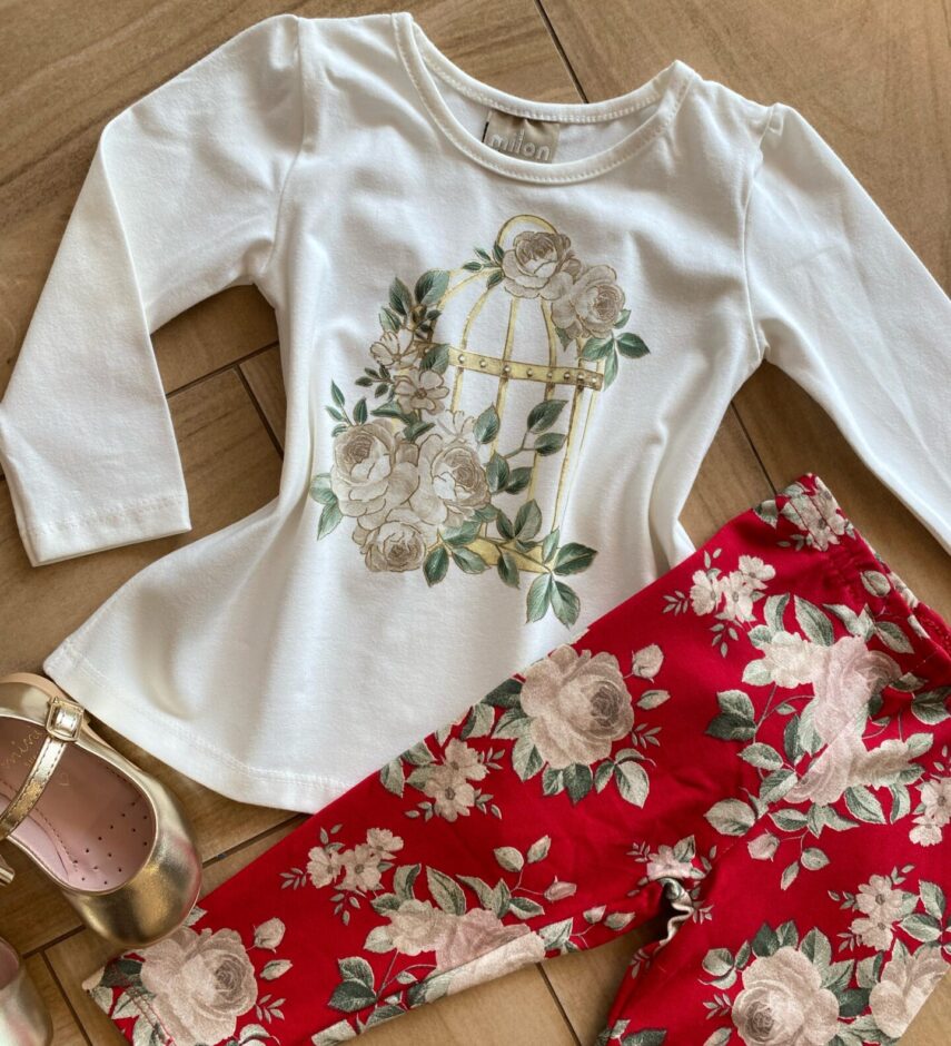 fernandaramoskids com br Conjunto Infantil Feminino Blusa Manga Longa e Legging Vermelha1