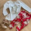 Conjunto Infantil Feminino Blusa Manga Longa e Legging Vermelha Fernanda Ramos Kids