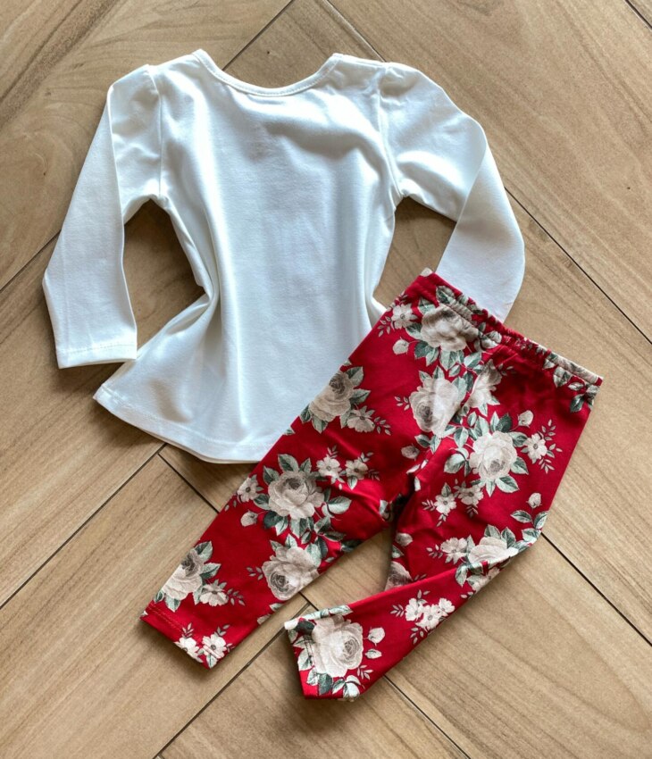 fernandaramoskids com br Conjunto Infantil Feminino Blusa Manga Longa e Legging Vermelha2