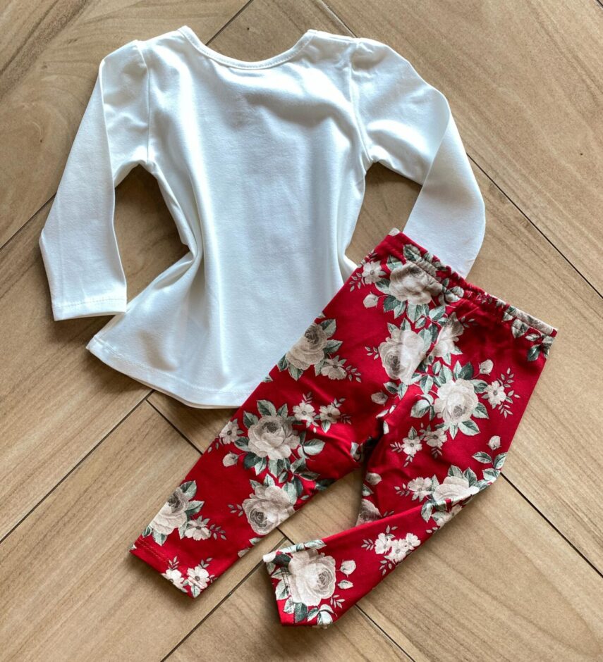 fernandaramoskids com br Conjunto Infantil Feminino Blusa Manga Longa e Legging Vermelha2