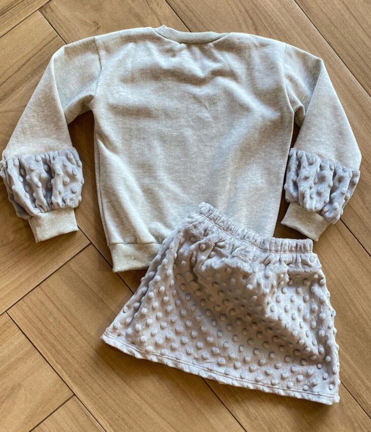 fernandaramoskids com br Conjunto Infantil Feminino Blusa Manga Longa Stitch e Short Saia2
