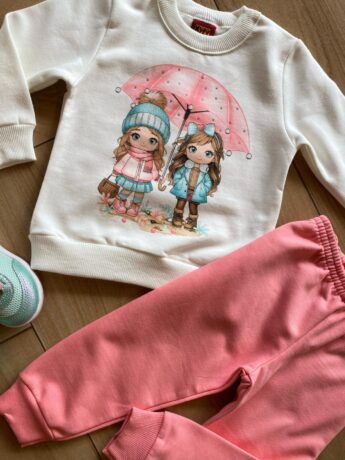 fernandaramoskids com br Conjunto Infantil Feminino Blusa Moletom e Calça Jogger Rosa1