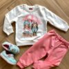 Conjunto Infantil Feminino Blusa Moletom e Calça Jogger Rosa Fernanda Ramos Kids