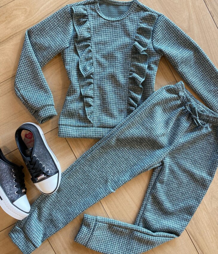 fernandaramoskids com br Conjunto Infantil Feminino Tricot Blusa Manga Longa e Calça Verde1