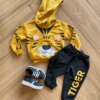 Conjunto Infantil Masculino Blusa com Capuz e Calça Preta Tiger Fernanda Ramos Kids