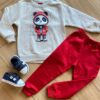 Conjunto Infantil Masculino Blusa Panda Estiloso e Calça Vermelha Fernanda Ramos Kids