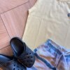 fernandaramoskids com br Conjunto Infantil Masculino Regata Amarela e Bermuda Listrada1
