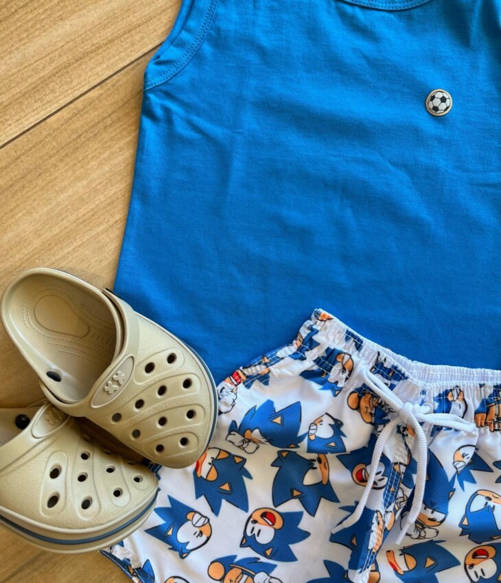 fernandaramoskids com br Conjunto Infantil Masculino Regata Azul Bic e Bermuda Estampada1