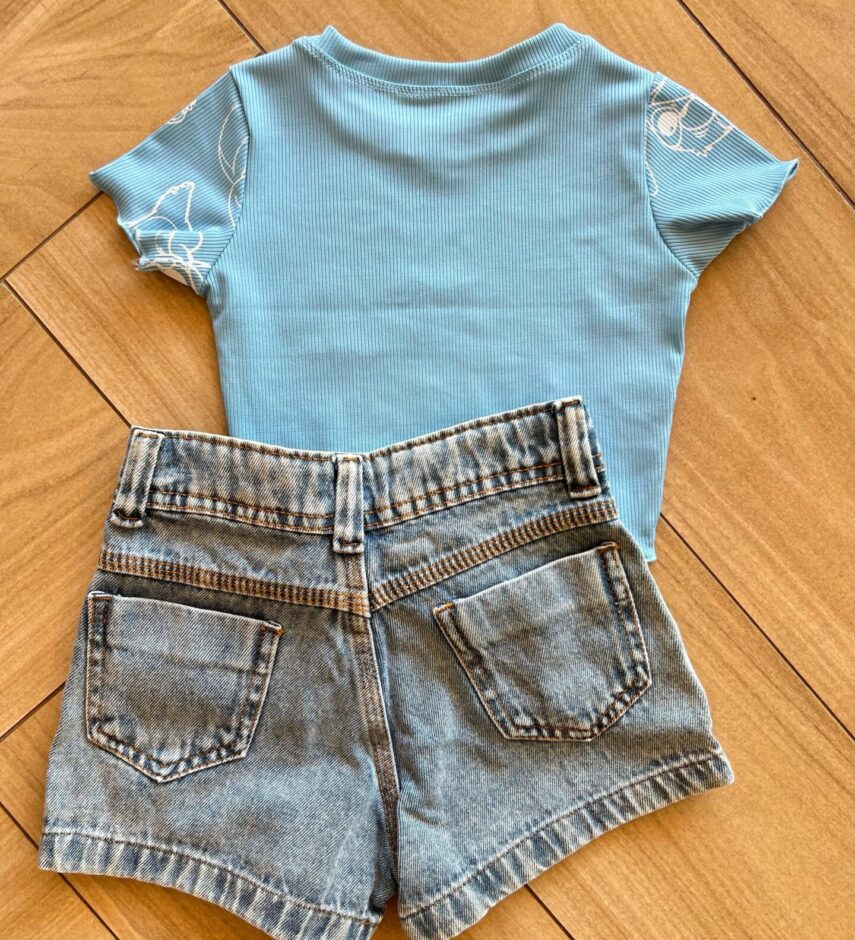 fernandaramoskids com br Cropped Infantil Feminino Manga Curta Canelado Stich Azul2