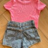 fernandaramoskids com br Cropped Infantil Feminino Manga Curta Canelado Stich Rosa2