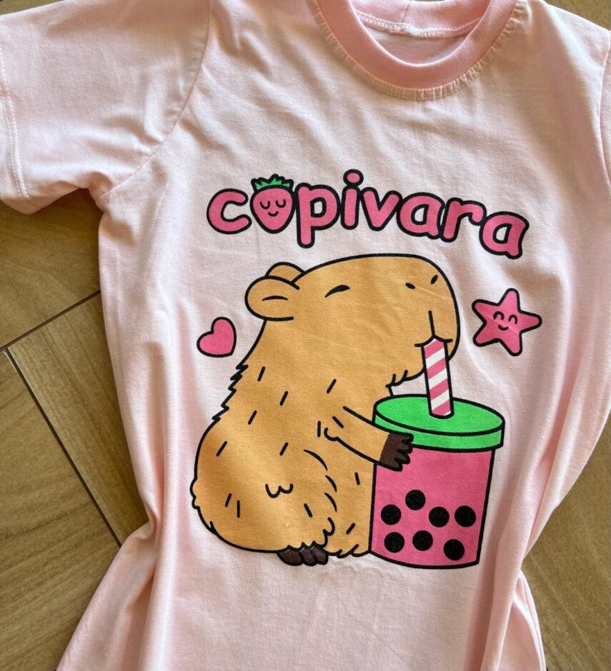 fernandaramoskids com br Vestido Infantil Feminino Curto Capivara Rosa1